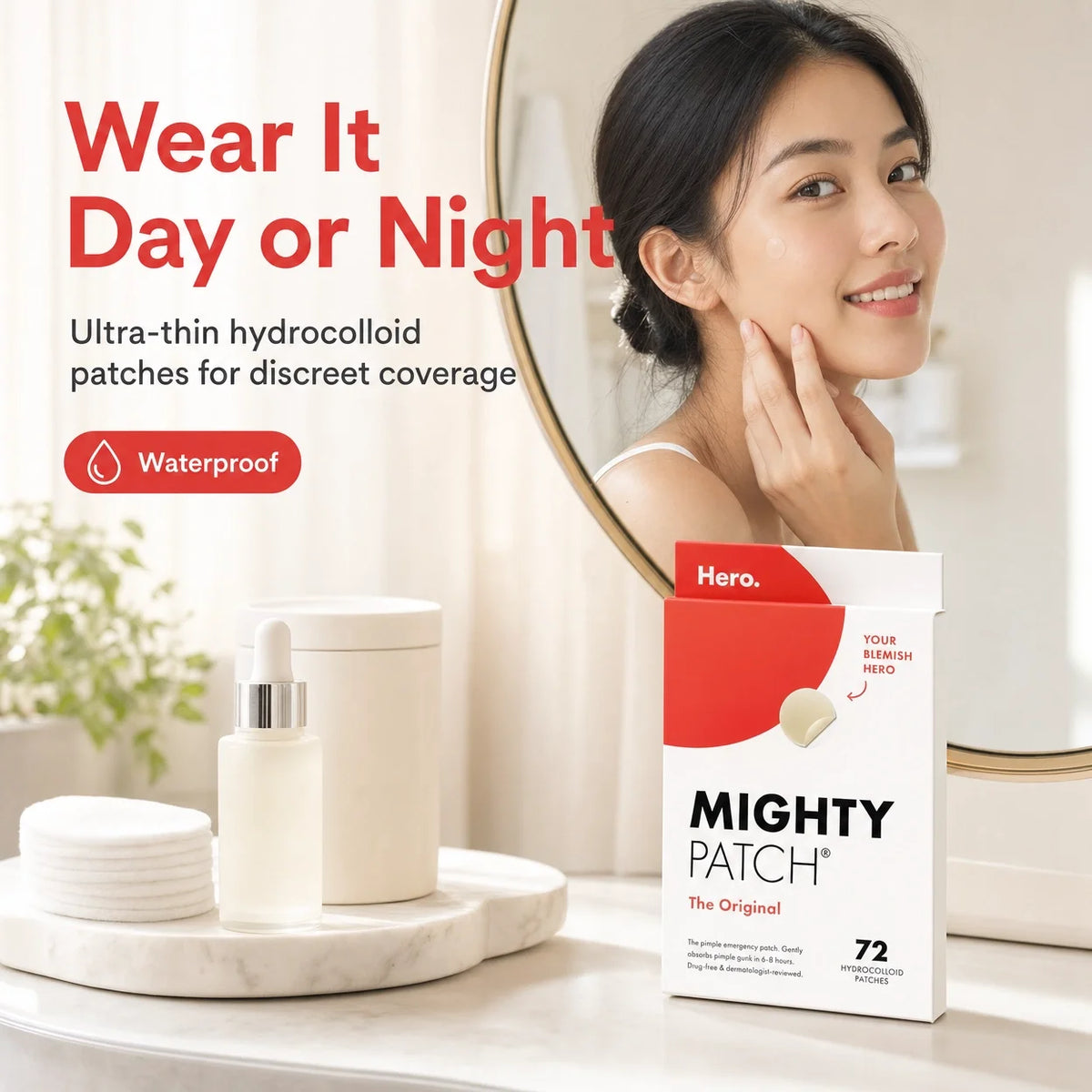 Cosmetics Mighty Original Patch,Natural Hydrocolloid Acne Patch Gentle Non-Irritating Acne Patch for Face 36/72 Counts Face Care