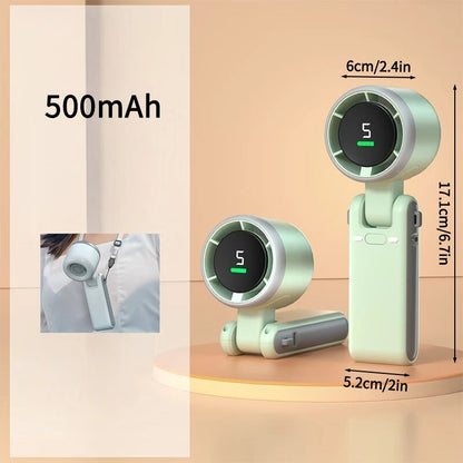 High-speed Handheld Small Fan USB Rechargeable Foldable Mini Turbo Cooling Fan Portable Neck-hung Electric Fan 500/3600mAH