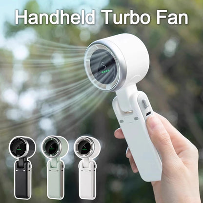 High-speed Handheld Small Fan USB Rechargeable Foldable Mini Turbo Cooling Fan Portable Neck-hung Electric Fan 500/3600mAH