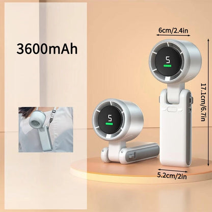 High-speed Handheld Small Fan USB Rechargeable Foldable Mini Turbo Cooling Fan Portable Neck-hung Electric Fan 500/3600mAH