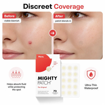 Cosmetics Mighty Original Patch,Natural Hydrocolloid Acne Patch Gentle Non-Irritating Acne Patch for Face 36/72 Counts Face Care