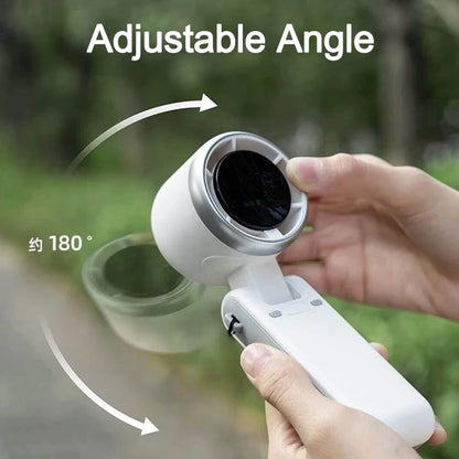 High-speed Handheld Small Fan USB Rechargeable Foldable Mini Turbo Cooling Fan Portable Neck-hung Electric Fan 500/3600mAH