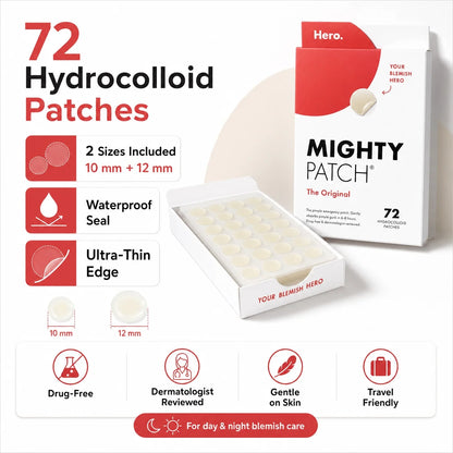 Cosmetics Mighty Original Patch,Natural Hydrocolloid Acne Patch Gentle Non-Irritating Acne Patch for Face 36/72 Counts Face Care