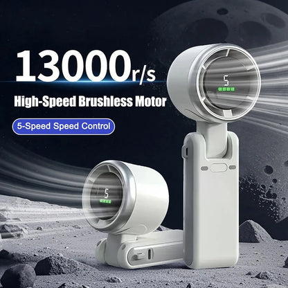 High-speed Handheld Small Fan USB Rechargeable Foldable Mini Turbo Cooling Fan Portable Neck-hung Electric Fan 500/3600mAH